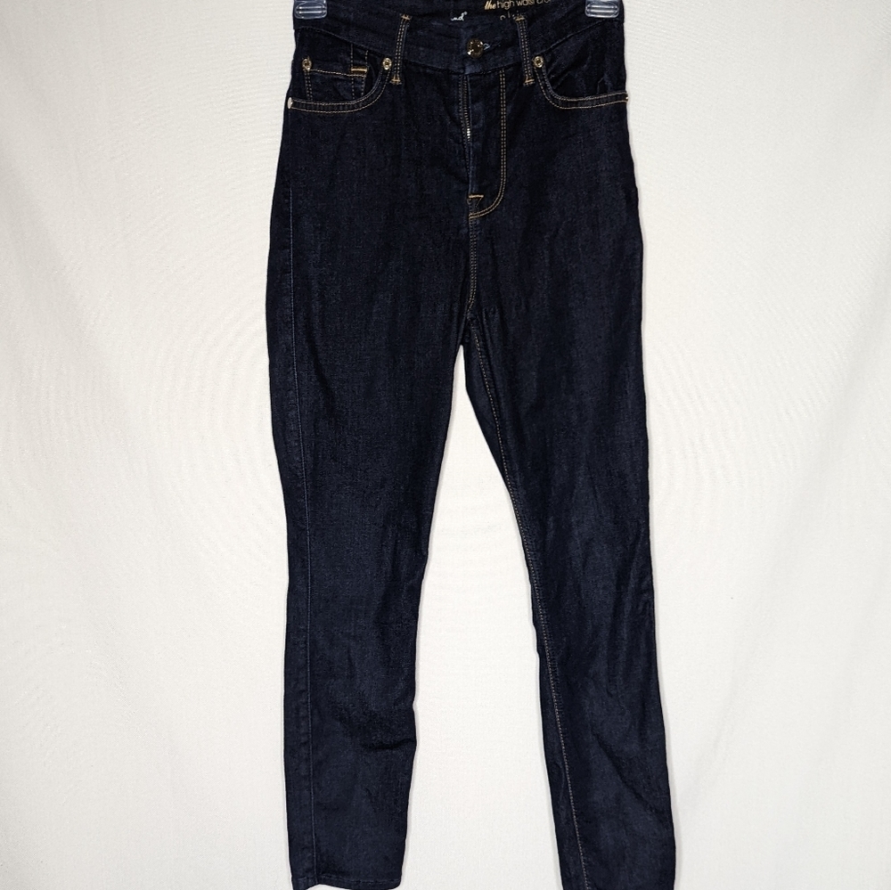 7 For All‎ Man Kind The High Waist Cropped Skinny Size 24